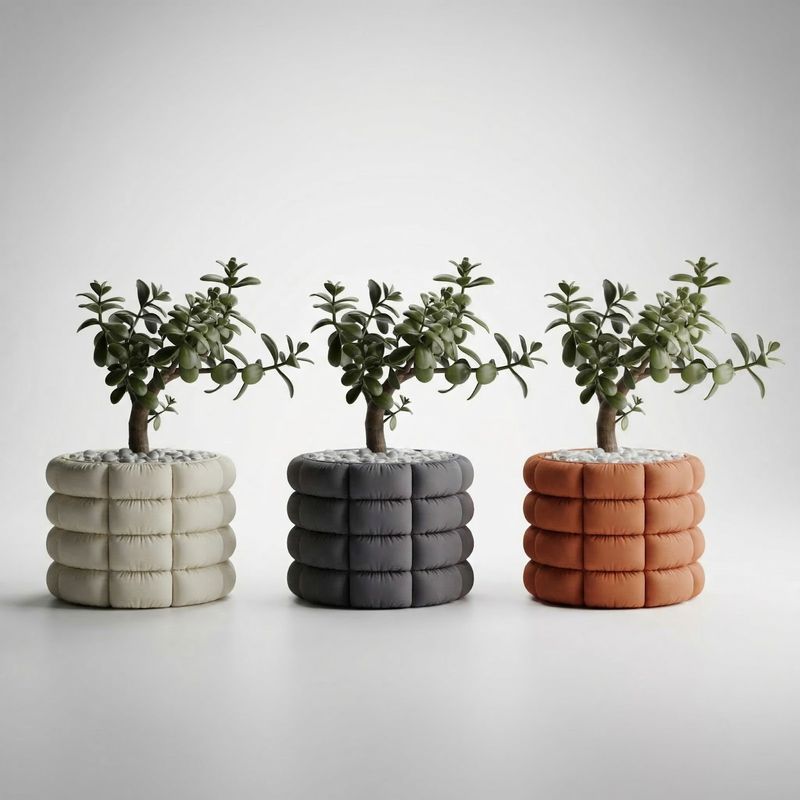 Casa si Gradina - Gradinarit si plante - Plante si ghivece - Ghivece si suporturi - Ghiveci Decorativ cu Aspect Textil Matlasat, Gri Antracit, 15 cm - Infinity.ro