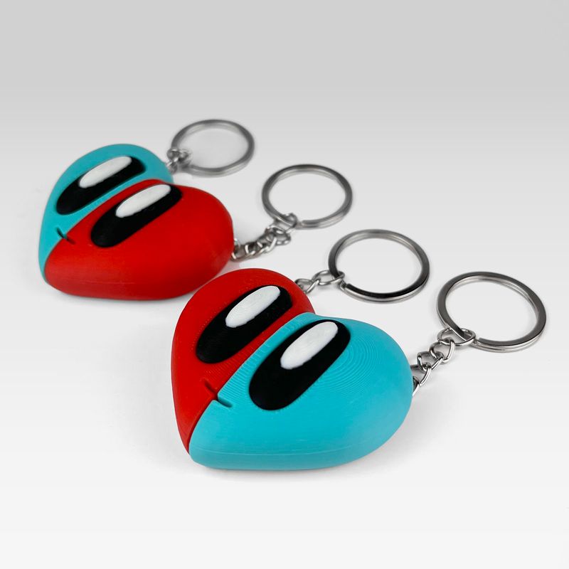 Market - Cadouri - Suveniruri - Set Brelocuri Inima Valentine's Day / Ziua Indragostitilor cu Magnet, 3D, Rosu si Albastru - Infinity.ro
