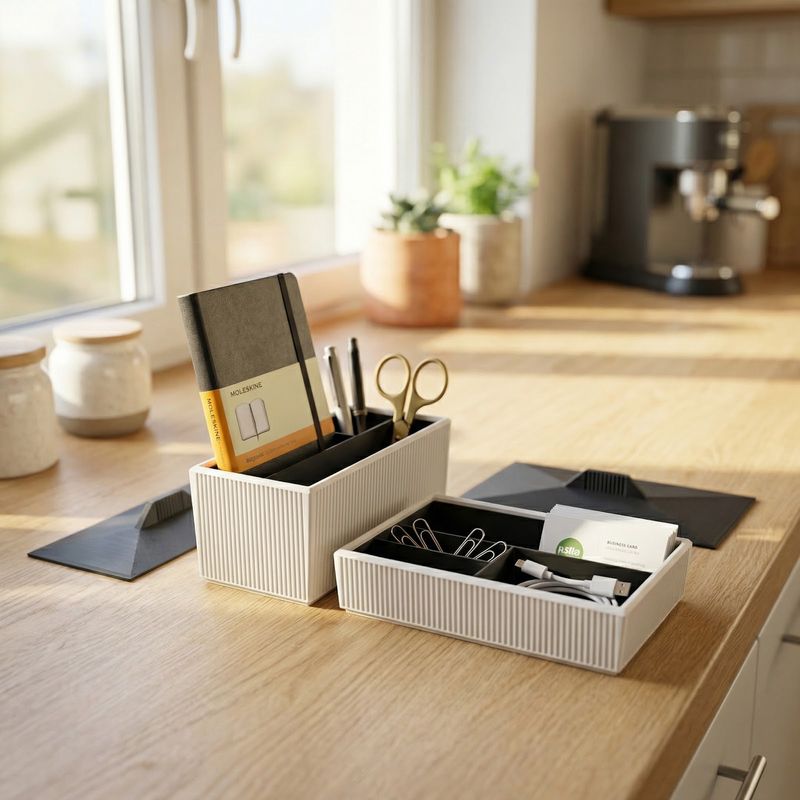 Casa si Gradina - Mobilier - Organizare si depozitare - Cutii depozitare - Cutie organizatoare stivuibila, alb/negru, 3D, 17 cm - Infinity.ro