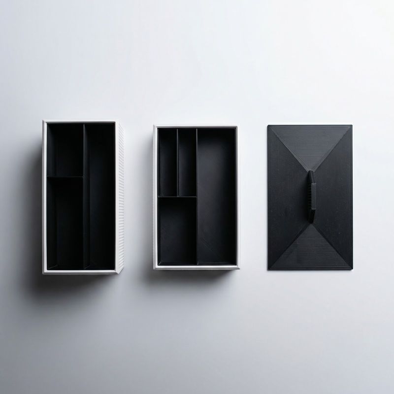 Casa si Gradina - Mobilier - Organizare si depozitare - Cutii depozitare - Cutie organizatoare stivuibila, alb/negru, 3D, 17 cm - Infinity.ro