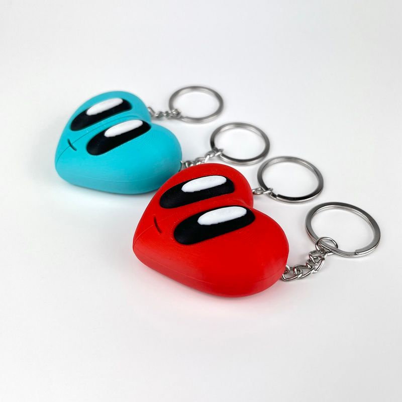Market - Cadouri - Suveniruri - Set Brelocuri Inima Valentine's Day / Ziua Indragostitilor cu Magnet, 3D, Rosu si Albastru - Infinity.ro