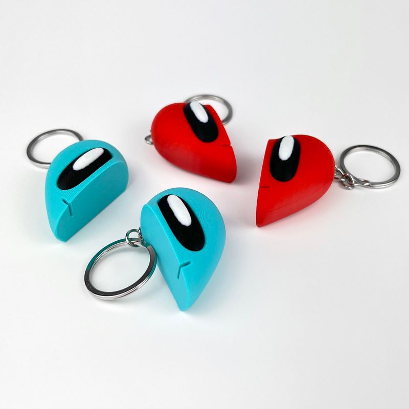 Market - Cadouri - Suveniruri - Set Brelocuri Inima Valentine's Day / Ziua Indragostitilor cu Magnet, 3D, Rosu si Albastru - Infinity.ro