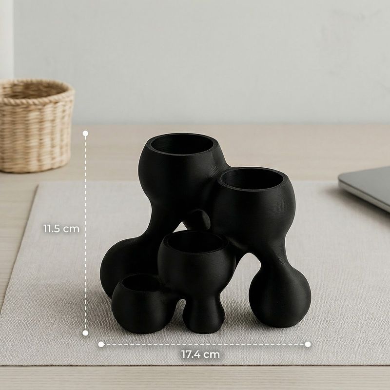 Carti si Birotica - Birotica - Accesorii de birou - Suporturi accesorii birou - Organizator Birou Sculptural, Negru, 19 cm - Infinity.ro
