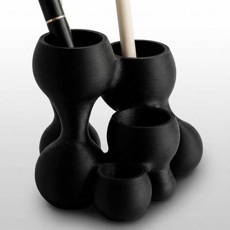 Carti si Birotica - Birotica - Accesorii de birou - Suporturi accesorii birou - Organizator Birou Sculptural, Negru, 19 cm - Infinity.ro