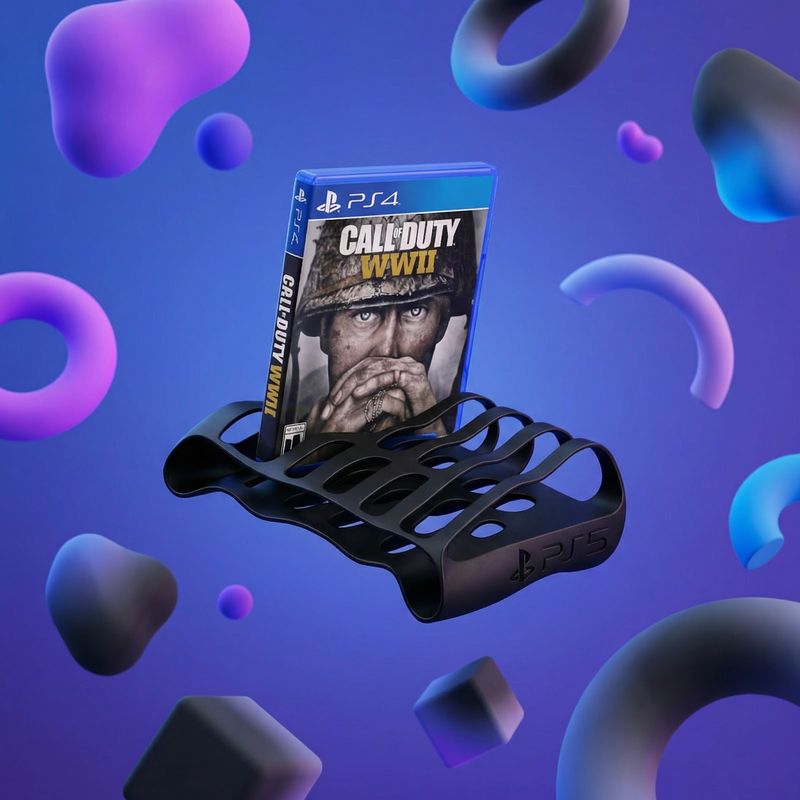 PC, gaming si accesorii - Gaming - Accesorii gaming - Accesorii console gaming - Suport Jocuri Sculptural cu 6 Sloturi, Negru, 20 cm - Infinity.ro