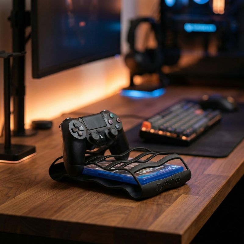 PC, gaming si accesorii - Gaming - Accesorii gaming - Accesorii console gaming - Suport Jocuri Sculptural cu 6 Sloturi, Negru, 20 cm - Infinity.ro