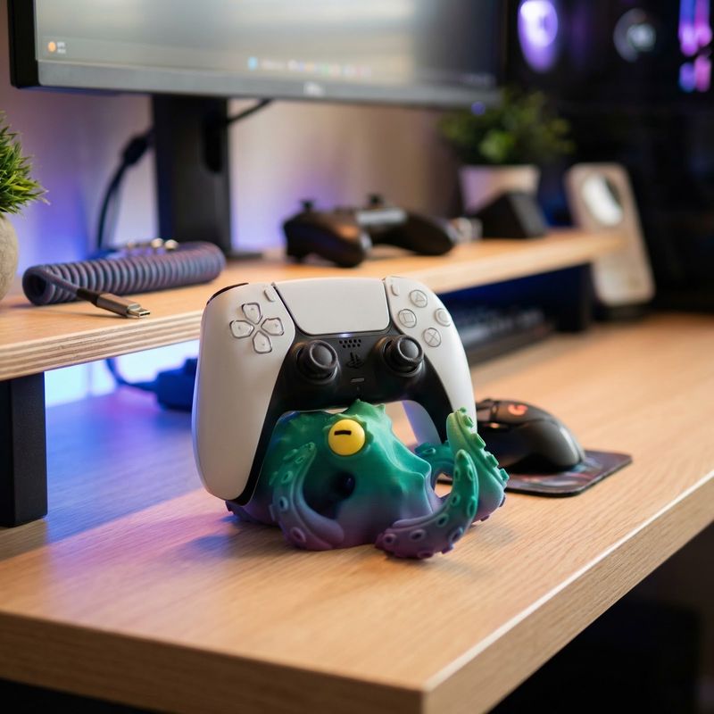 PC, gaming si accesorii - Gaming - Accesorii gaming - Accesorii console gaming - Suport Controller Elegant Octopus, Multicolor, 16 cm - Infinity.ro