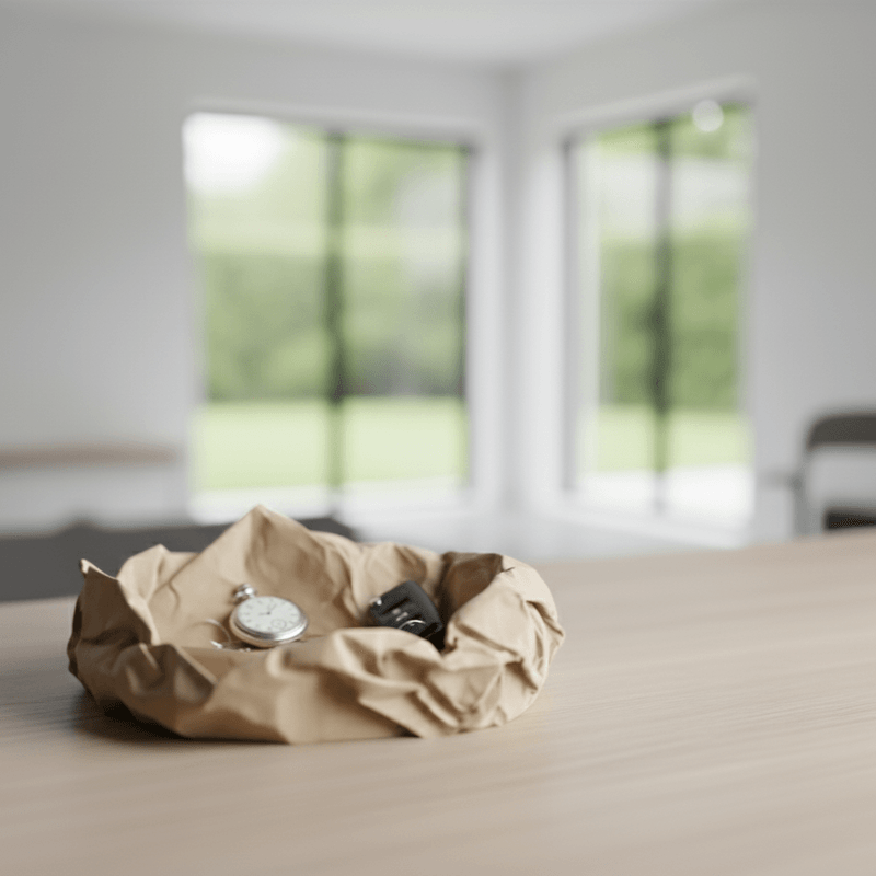 Casa si Gradina - Gradinarit si plante - Plante si ghivece - Ghivece si suporturi - Set Ghiveci decorativ si Tava de chei Crumpled Design, culoare Sandstone Beige, plastic PLA, ghiveci diametru 12cm, inaltime 16cm - Infinity.ro