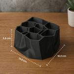 Carti si Birotica - Birotica - Accesorii de birou - Suporturi accesorii birou - Organizator Birou cu Compartimente Hexagonale, Negru, 16 cm - Infinity.ro