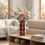 Casa si Gradina - Decoratiuni - Obiecte decorative - Vaze si boluri decorative - Vaza Decorativa cu Decupaje Botanice, Roz pudrat, 24 cm - Infinity.ro