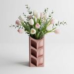 Casa si Gradina - Decoratiuni - Obiecte decorative - Vaze si boluri decorative - Vaza Decorativa cu Decupaje Botanice, Roz pudrat, 24 cm - Infinity.ro
