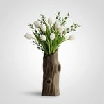 Casa si Gradina - Decoratiuni - Obiecte decorative - Vaze si boluri decorative - Vaza Decorativa cu Textura de Scoarta, Maro, 24 cm - Infinity.ro