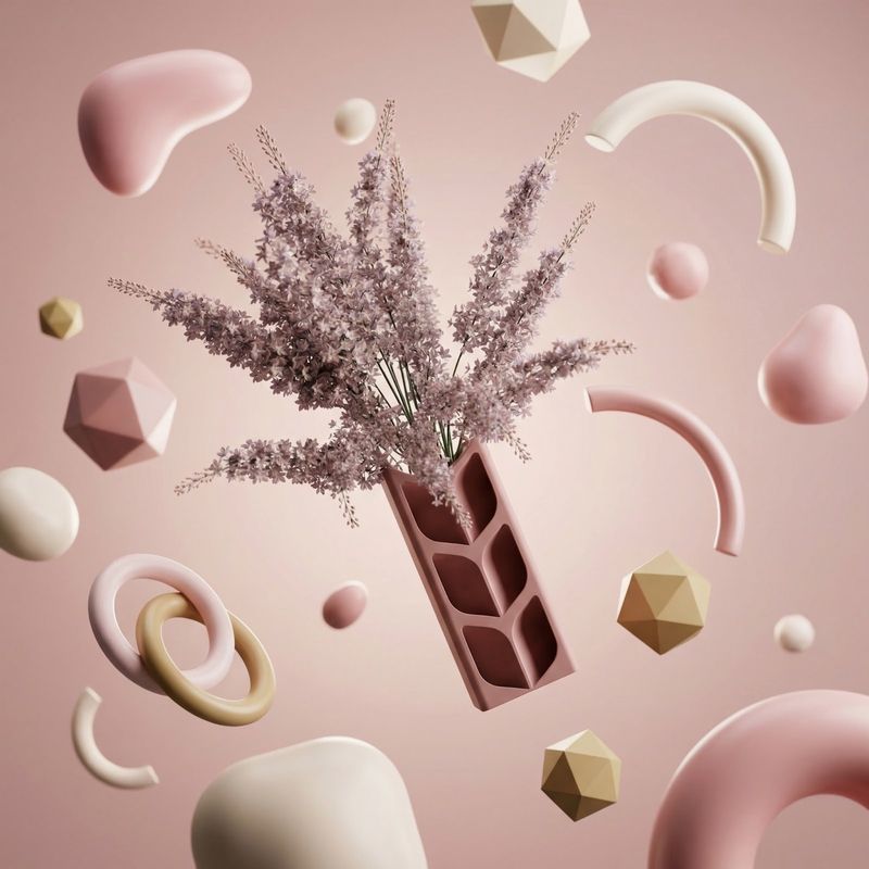 Casa si Gradina - Decoratiuni - Obiecte decorative - Vaze si boluri decorative - Vaza Decorativa cu Decupaje Botanice, Roz pudrat, 24 cm - Infinity.ro