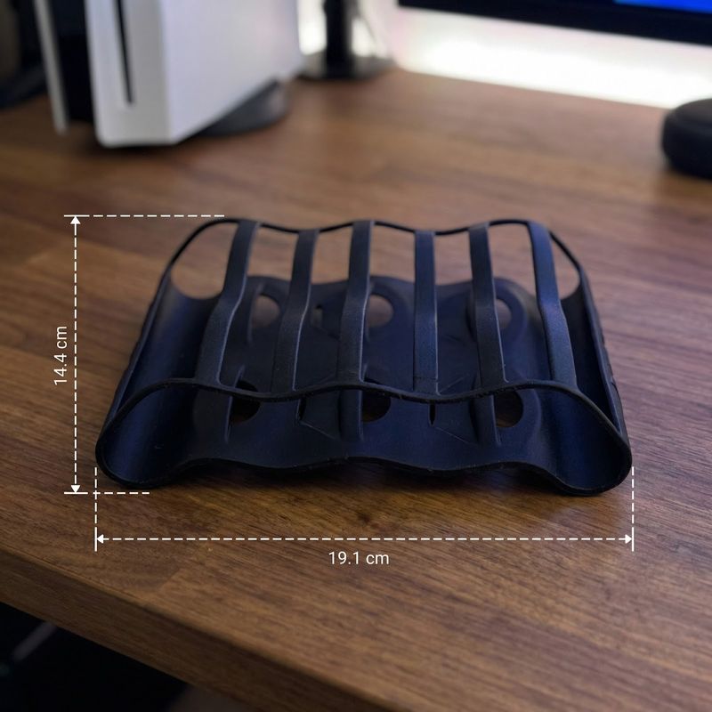 PC, gaming si accesorii - Gaming - Accesorii gaming - Accesorii console gaming - Suport Jocuri Sculptural cu 6 Sloturi, Negru, 20 cm - Infinity.ro