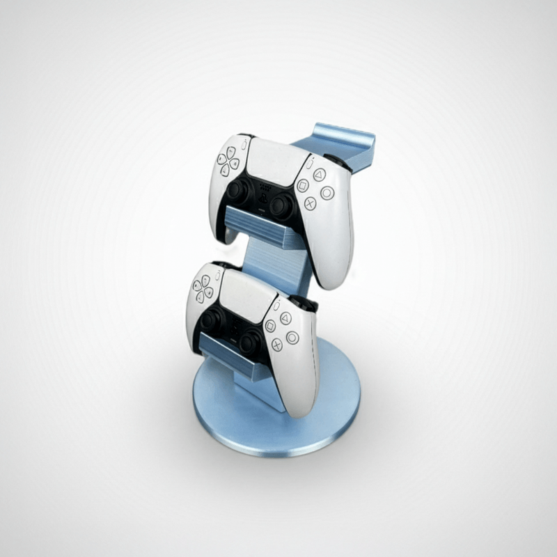 PC, gaming si accesorii - Gaming - Accesorii gaming - Accesorii console gaming - Suport Dublu Controller + Suport Casti, Organizator Gaming, Sky Blue, Design 3D, Compact - Infinity.ro