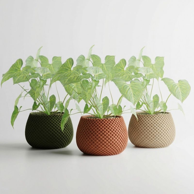 Casa si Gradina - Gradinarit si plante - Plante si ghivece - Ghivece si suporturi - Ghiveci Decorativ cu Textura Tip Plasa, Verde Olive, 12 cm - Infinity.ro