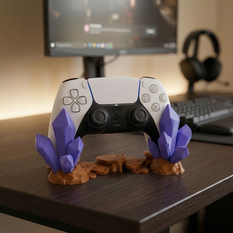 PC, gaming si accesorii - Gaming - Accesorii gaming - Accesorii console gaming - Suport Controller cu Design Cristale, Albastru/Vernil, 19 cm - Infinity.ro
