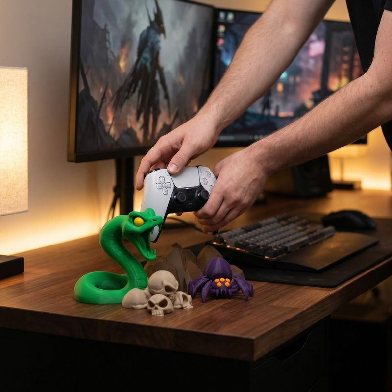 PC, gaming si accesorii - Gaming - Accesorii gaming - Accesorii console gaming - Suport Controller Consola cu Diorama Terifianta, Multicolor, 16 cm - Infinity.ro