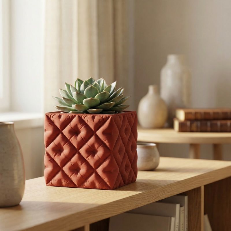 Casa si Gradina - Gradinarit si plante - Plante si ghivece - Ghivece si suporturi - Ghiveci Decorativ Matlasat, Rosu, 13 cm - Infinity.ro