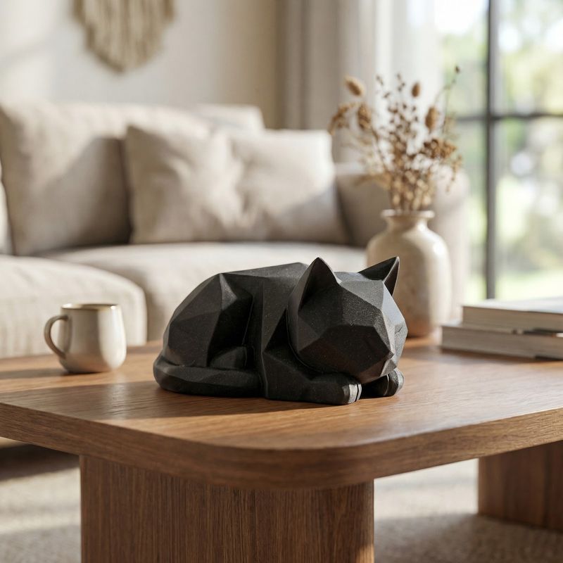 Casa si Gradina - Decoratiuni - Obiecte decorative - Accesorii decorative - Figurina Decorativa Pisica Geometrica, Negru, 15 cm - Infinity.ro