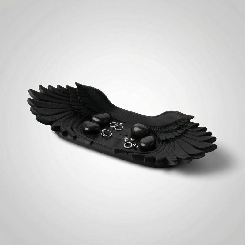 Casa si Gradina - Decoratiuni - Obiecte decorative - Vaze si boluri decorative - Bol Decorativ cu Aripi Elegante, Negru, 16 cm - Infinity.ro