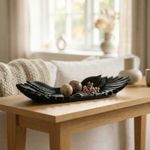Casa si Gradina - Decoratiuni - Obiecte decorative - Vaze si boluri decorative - Bol Decorativ cu Aripi Elegante, Negru, 16 cm - Infinity.ro