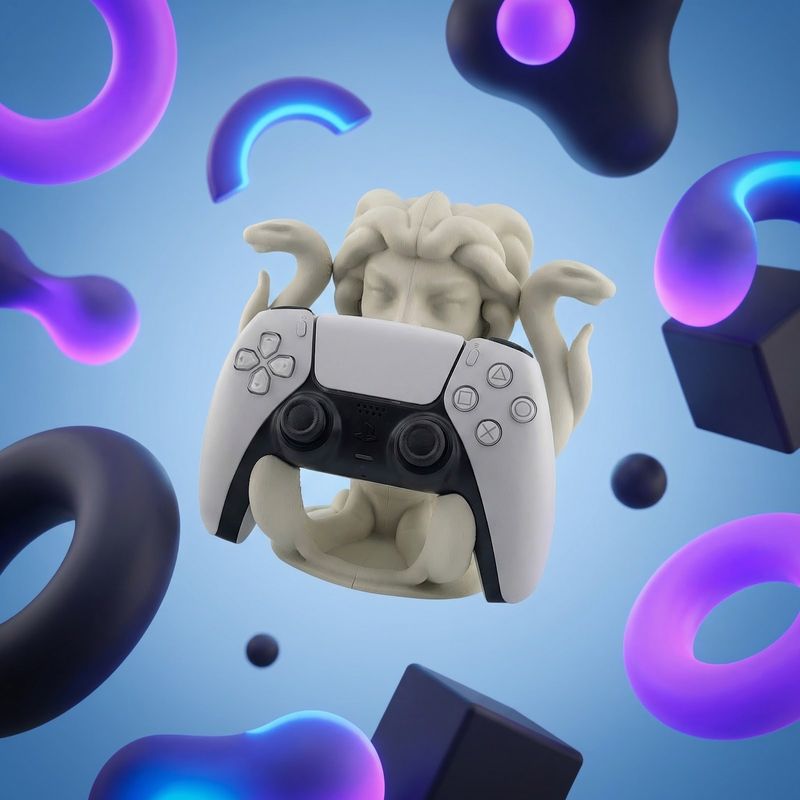 PC, gaming si accesorii - Gaming - Accesorii gaming - Accesorii console gaming - Suport controler, Alb Ivory, design mitologic, 18cm - Infinity.ro