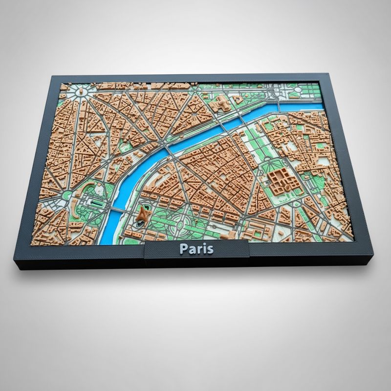 Casa si Gradina - Decoratiuni - Obiecte decorative - Accesorii decorative - Paris in miniatura, mapa 3D, 19x14 cm, cu Turnul Eiffel, decor birou sau cadou, printat 3D, plastic - Infinity.ro
