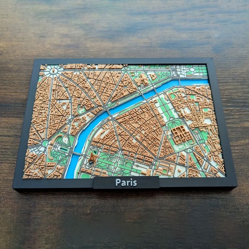 Casa si Gradina - Decoratiuni - Obiecte decorative - Accesorii decorative - Paris in miniatura, mapa 3D, 19x14 cm, cu Turnul Eiffel, decor birou sau cadou, printat 3D, plastic - Infinity.ro