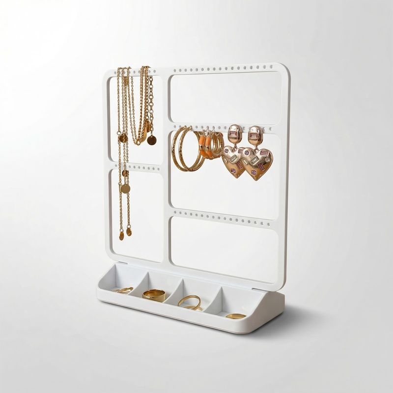 Fashion, accesorii si bijuterii - Femei - Bijuterii femei - Cutii bijuterii - Organizator Bijuterii Silueta Moderna, Alb, 20 cm - Infinity.ro