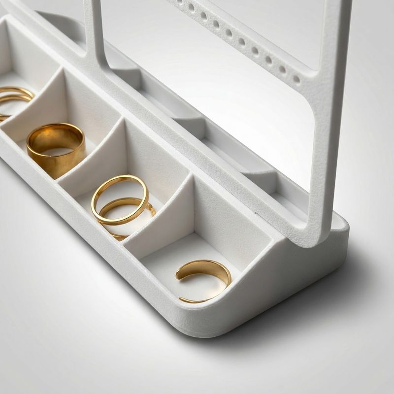 Fashion, accesorii si bijuterii - Femei - Bijuterii femei - Cutii bijuterii - Organizator Bijuterii Silueta Moderna, Alb, 20 cm - Infinity.ro