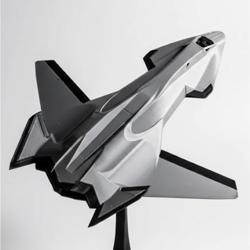 Jucarii, Copii si Bebe - Jucarii si jocuri - Vehicule si jucarii cu telecomanda - Elicoptere, avioane si nave de jucarie - Macheta Avion FA 37 Talon, decoratiune birou, cu stand, 20m, printat 3D - Infinity.ro