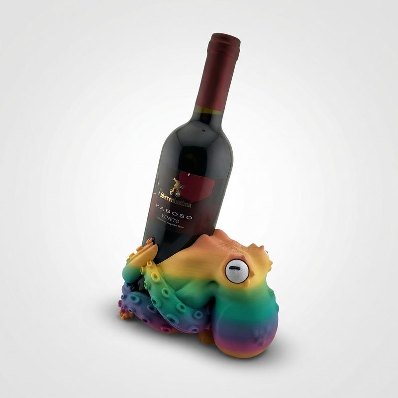 Casa si Gradina - Bucatarie si vesela - Accesorii bar - Suporturi bauturi - Suport Sticla de Vin cu Caracatita Decorativa, Multicolor, 19 cm - Infinity.ro