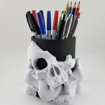 Carti si Birotica - Birotica - Accesorii de birou - Suporturi accesorii birou - Suport pixuri craniu, organizator birou, design 3D, 7,5cm, 400ml, plastic PLA - Infinity.ro