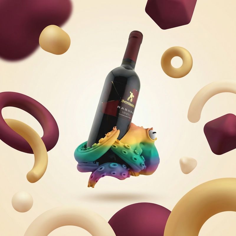 Casa si Gradina - Bucatarie si vesela - Accesorii bar - Suporturi bauturi - Suport Sticla de Vin cu Caracatita Decorativa, Multicolor, 19 cm - Infinity.ro