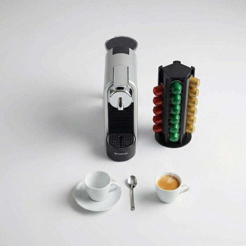 Electronice si Electrocasnice - Electrocasnice bucatarie - Preparare bauturi - Accesorii si consumabile aparate preparare bauturi - Suport Capsule Cafea Silueta Moderna, Negru, 11 cm - Infinity.ro