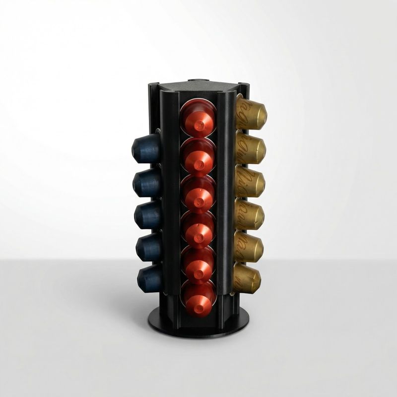 Electronice si Electrocasnice - Electrocasnice bucatarie - Preparare bauturi - Accesorii si consumabile aparate preparare bauturi - Suport Capsule Cafea Silueta Moderna, Negru, 11 cm - Infinity.ro