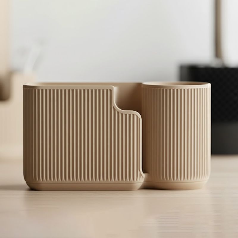 Casa si Gradina - Sanitare - Suporturi si accesorii baie - Accesorii baie - Organizator baie/birou, pentru periute dinti si sapun, cu 5 compartimente, printat 3D - Infinity.ro