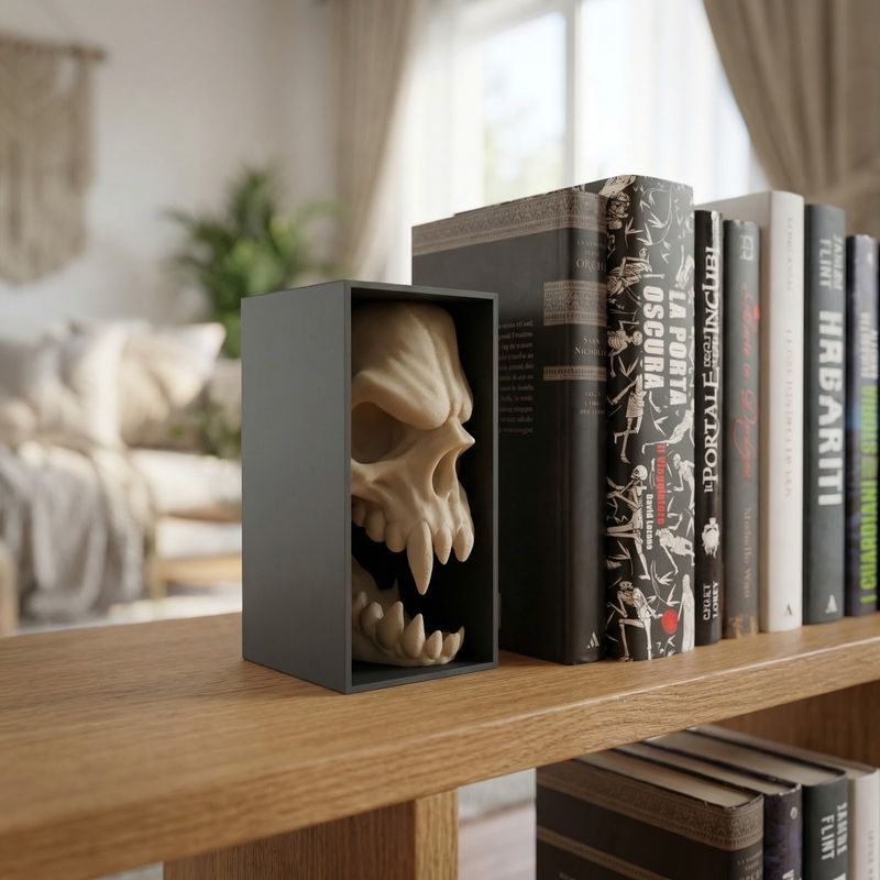Carti si Birotica - Carti - Accesorii pentru cititori - Insertie Decorativa pentru Biblioteca cu Craniu, Bej, 17 cm - Infinity.ro