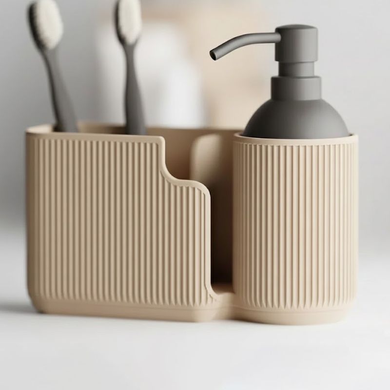 Casa si Gradina - Sanitare - Suporturi si accesorii baie - Accesorii baie - Organizator baie/birou, pentru periute dinti si sapun, cu 5 compartimente, printat 3D - Infinity.ro