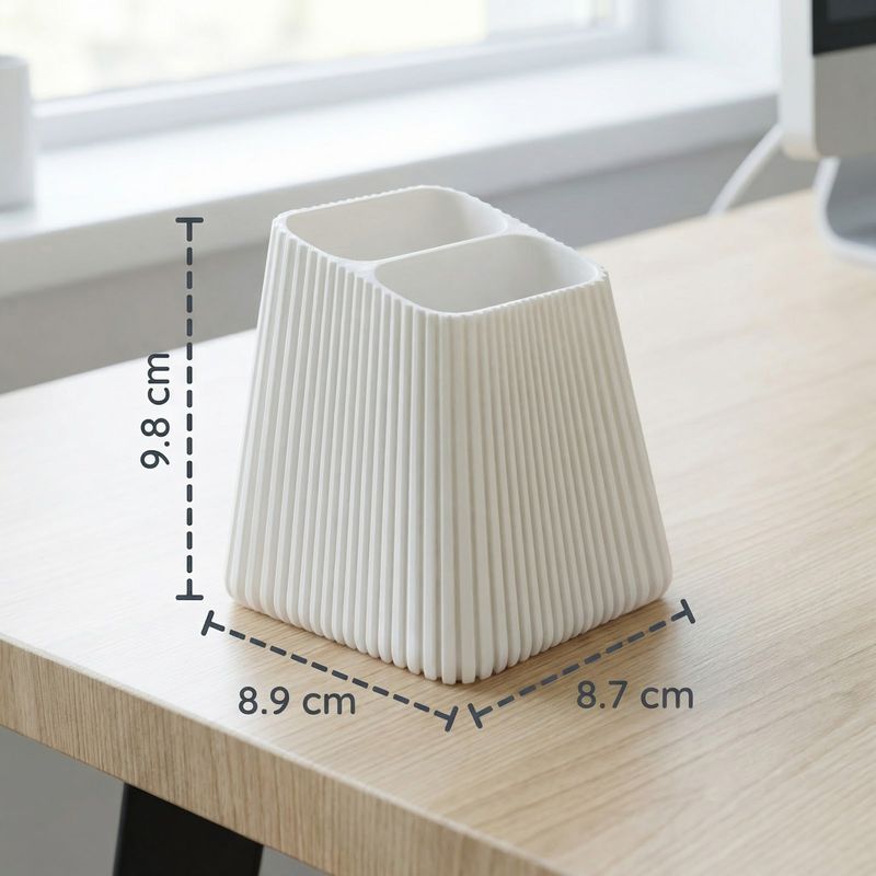Carti si Birotica - Birotica - Accesorii de birou - Suporturi accesorii birou - Suport dublu telecomenzi, alb, 10 cm, textura striata, 2 compartimente - Infinity.ro
