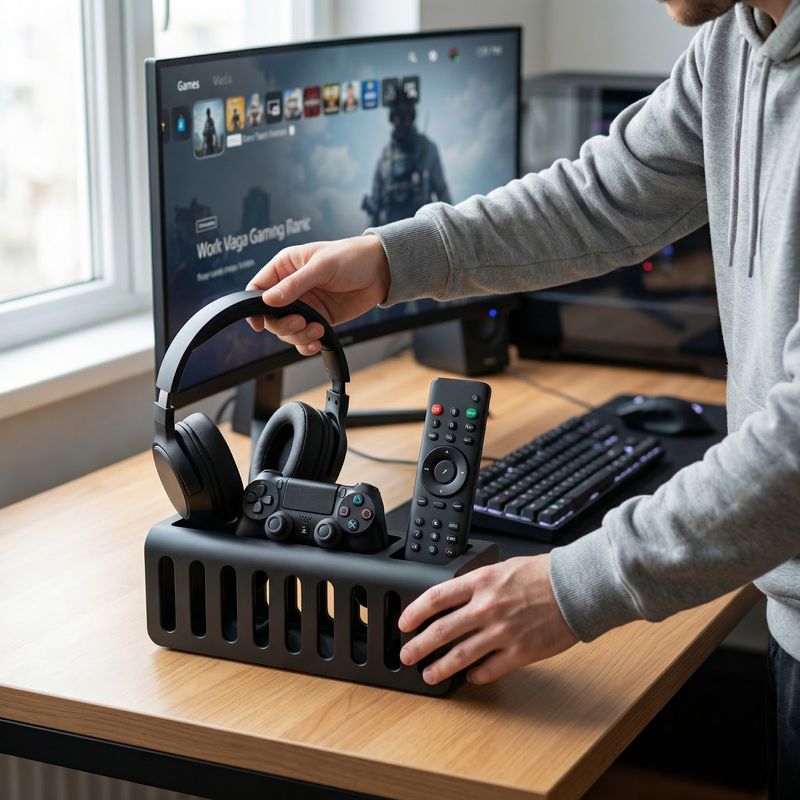PC, gaming si accesorii - Periferice PC - Periferice Diverse - Suport organizator telecomenzi si controle, negru, 25 cm - Infinity.ro