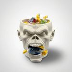 Casa si Gradina - Decoratiuni - Obiecte decorative - Vaze si boluri decorative - Bol Decorativ Craniu Halloween, Alb, 16 cm - Infinity.ro