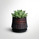 Casa si Gradina - Gradinarit si plante - Plante si ghivece - Ghivece si suporturi - Ghiveci decorativ geometric, negru, 13 cm, cu farfurie de scurgere - Infinity.ro