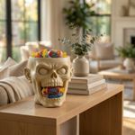 Casa si Gradina - Decoratiuni - Obiecte decorative - Vaze si boluri decorative - Bol Decorativ Craniu Halloween, Alb, 16 cm - Infinity.ro