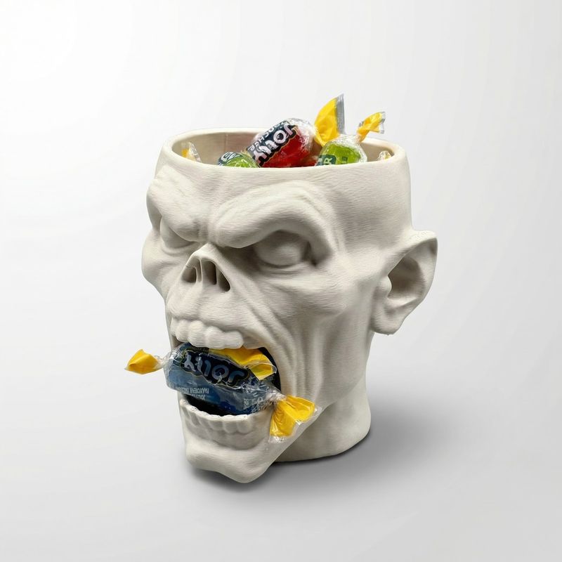 Casa si Gradina - Decoratiuni - Obiecte decorative - Vaze si boluri decorative - Bol Decorativ Craniu Halloween, Alb, 16 cm - Infinity.ro