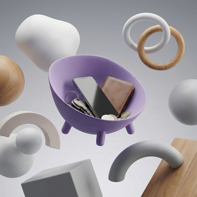 Casa si Gradina - Mobilier - Organizare si depozitare - Cutii depozitare - Bol Organizator cu Picioruse Elegant, Mov, 4 cm - Infinity.ro