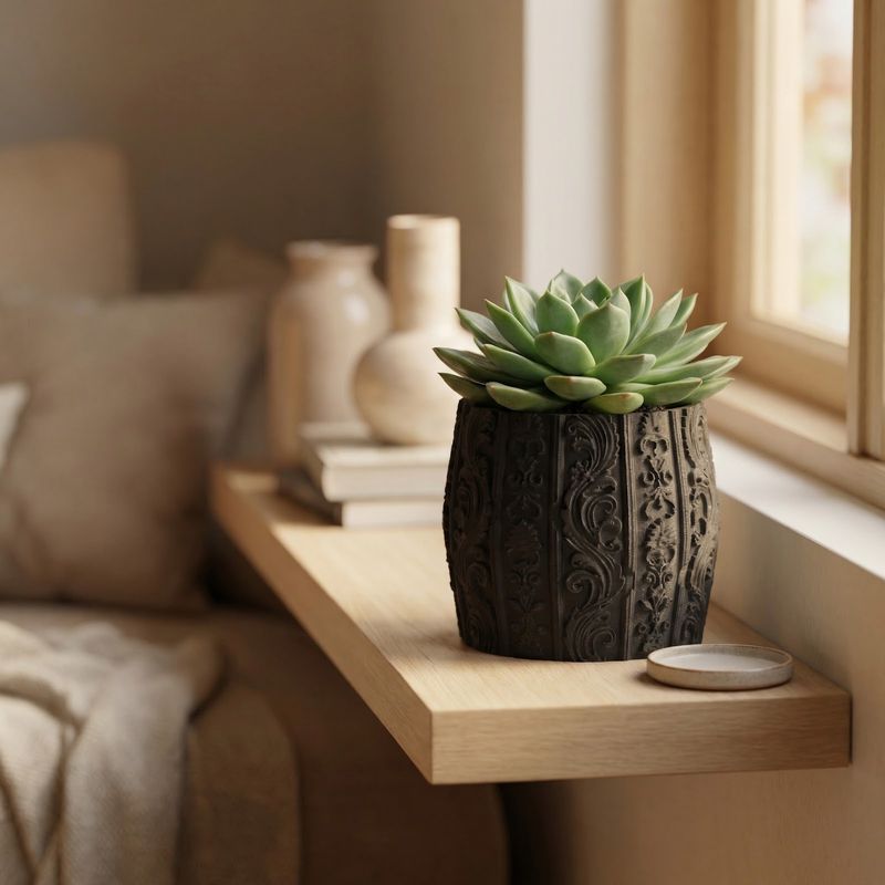 Casa si Gradina - Gradinarit si plante - Plante si ghivece - Ghivece si suporturi - Ghiveci Decorativ cu Ornamente Florale, Negru, 14 cm - Infinity.ro