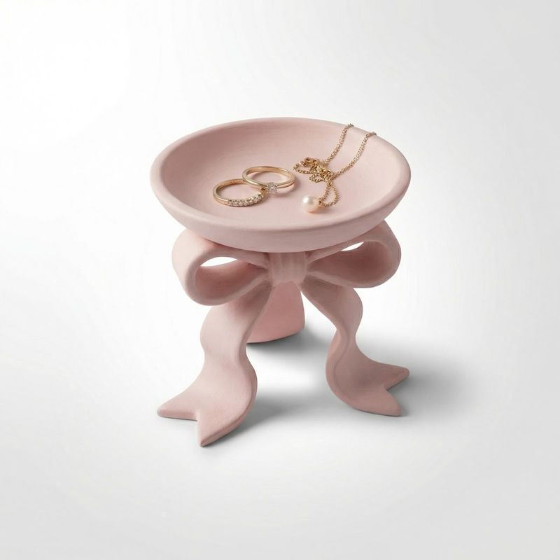 Fashion, accesorii si bijuterii - Femei - Bijuterii femei - Cutii bijuterii - Tavita pentru Bijuterii cu Funda Eleganta, Roz, 11 cm - Infinity.ro