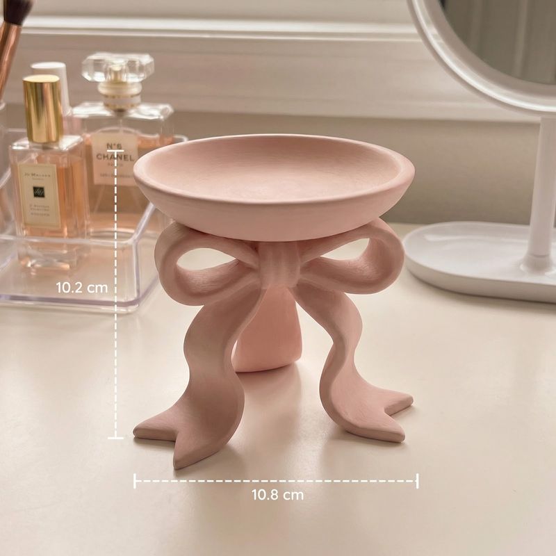 Fashion, accesorii si bijuterii - Femei - Bijuterii femei - Cutii bijuterii - Tavita pentru Bijuterii cu Funda Eleganta, Roz, 11 cm - Infinity.ro